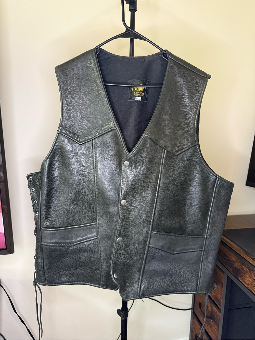 Black Leather Men's Vest
